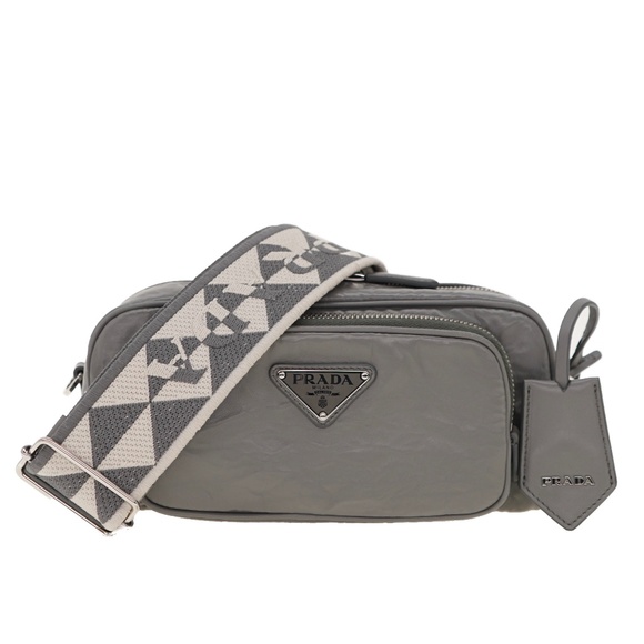 Prada Nappa Antique Shoulder Bag Multi Pocket Grey 1BH198 New - Picture 1 of 7